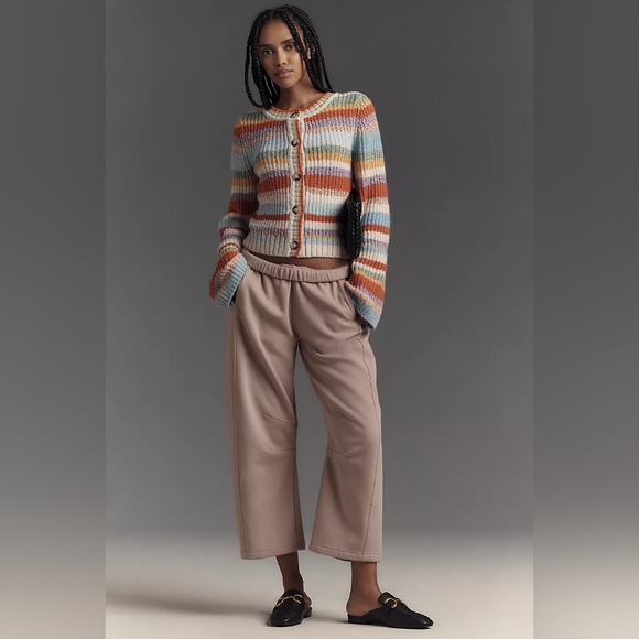 Anthropologie Pilcro Ribbed Multi-Stripe Multicolor Cardigan Sweater - Picture 3 of 7